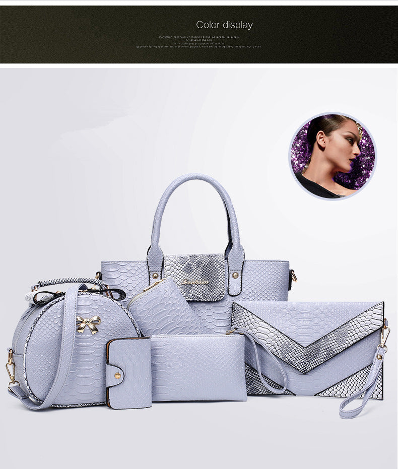 [6 Pieces] Set Leather Bags Alligator - Shoulder Bag Female Casual Tote - Women Messenger Bag Set Bolsas Feminina.