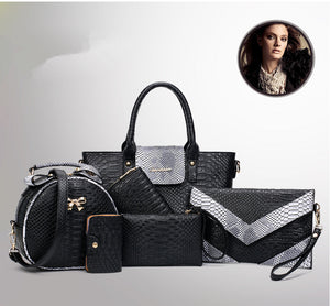 [6 Pieces] Set Leather Bags Alligator - Shoulder Bag Female Casual Tote - Women Messenger Bag Set Bolsas Feminina.