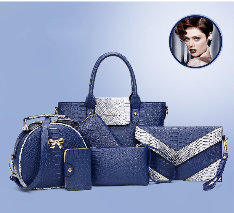 [6 Pieces] Set Leather Bags Alligator - Shoulder Bag Female Casual Tote - Women Messenger Bag Set Bolsas Feminina.
