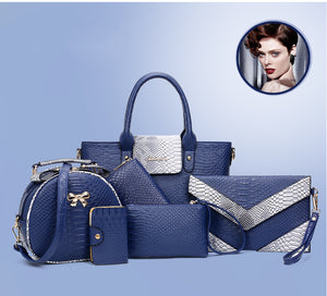 [6 Pieces] Set Leather Bags Alligator - Shoulder Bag Female Casual Tote - Women Messenger Bag Set Bolsas Feminina.