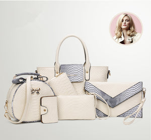 [6 Pieces] Set Leather Bags Alligator - Shoulder Bag Female Casual Tote - Women Messenger Bag Set Bolsas Feminina.