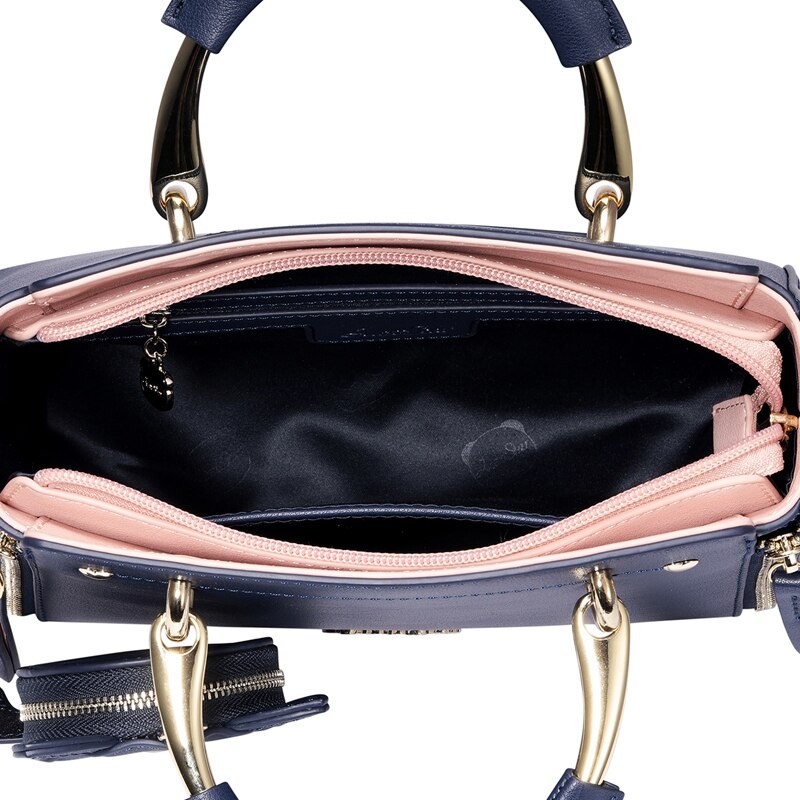 BEAU-Just Star Leather Handbag Ladies Embroidered Cat Handbag Purse Ladies Tassel Stitching Casual Messenger Bag
