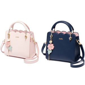 Just Star Women'S Pu Leather Handbag Ladies Fashion Stitching Handbag Lady Flower Tassel Fresh Color Crossbody Bag