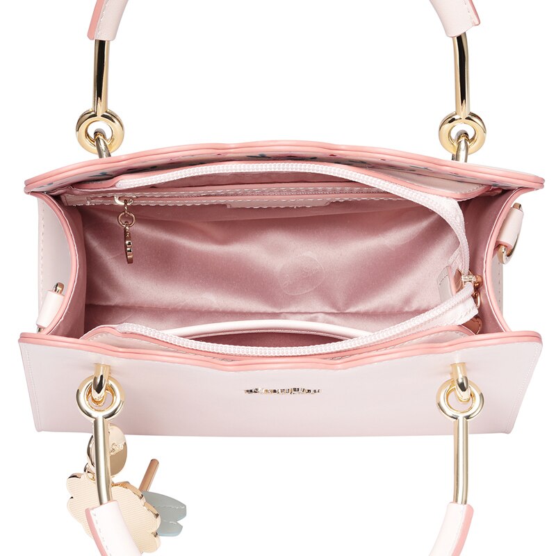 Just Star Women'S Pu Leather Handbag Ladies Fashion Stitching Handbag Lady Flower Tassel Fresh Color Crossbody Bag