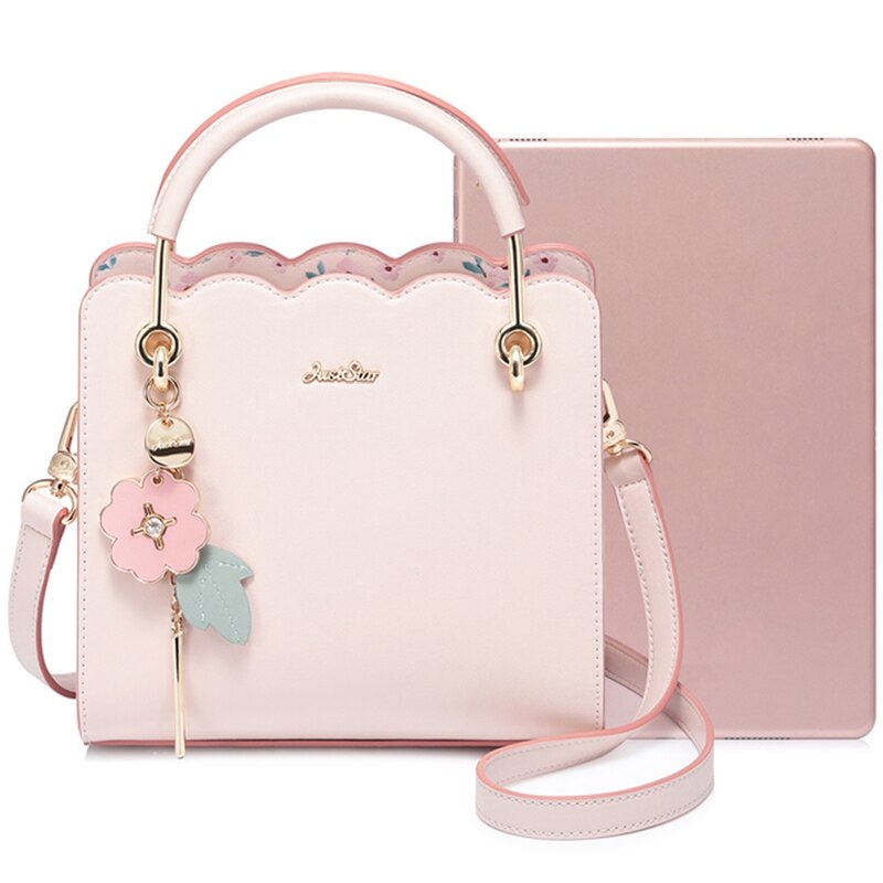 Just Star Women'S Pu Leather Handbag Ladies Fashion Stitching Handbag Lady Flower Tassel Fresh Color Crossbody Bag
