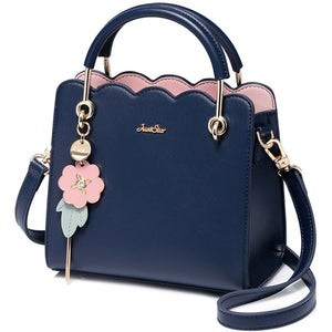 Just Star Women'S Pu Leather Handbag Ladies Fashion Stitching Handbag Lady Flower Tassel Fresh Color Crossbody Bag