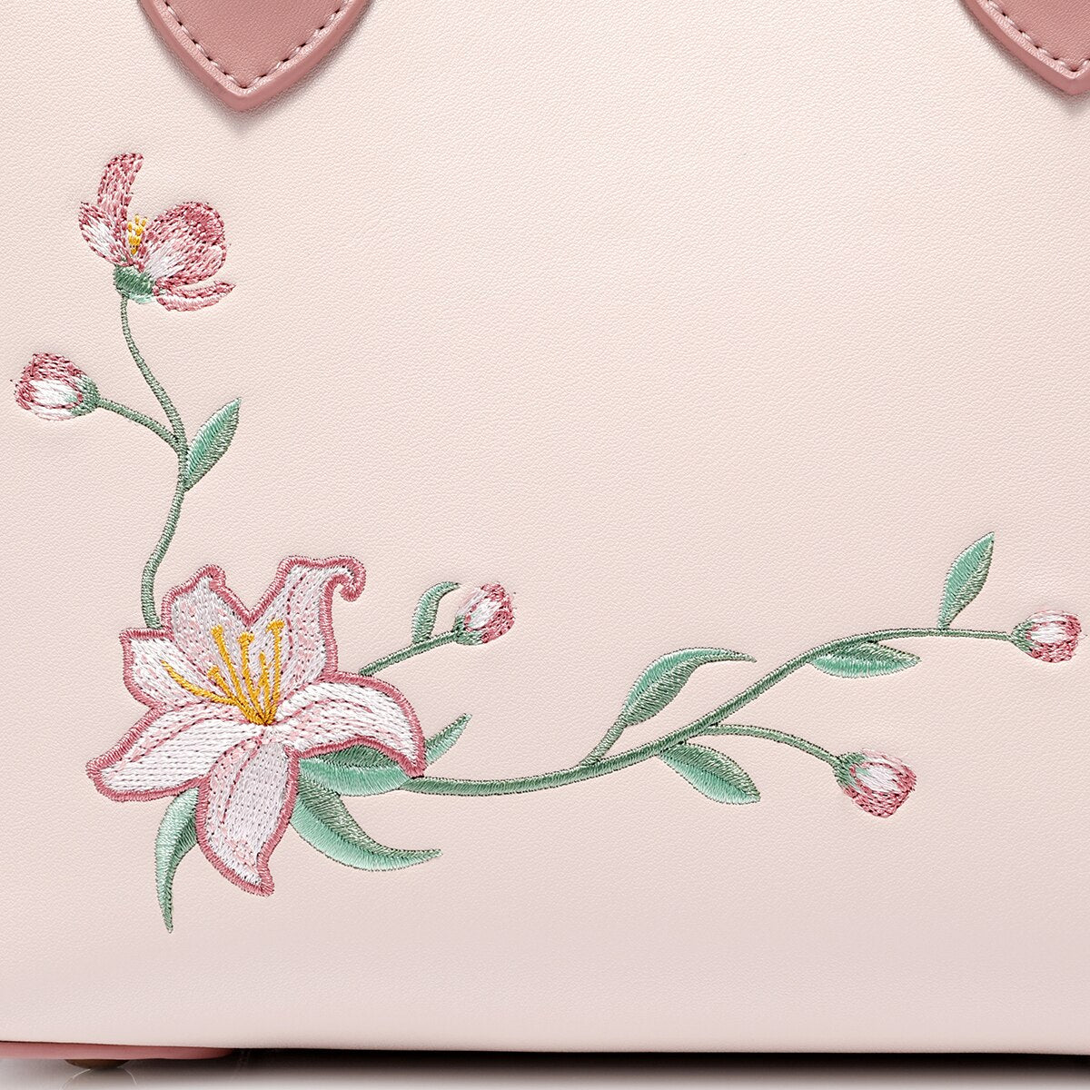 JUST STAR Women's PU Leather Handbags Ladies Fashion Embroidery Flower Shoulder Tote Purse Female Pink Color Messenger Bag