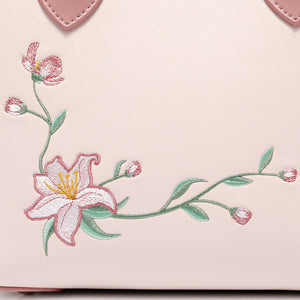 JUST STAR Women's PU Leather Handbags Ladies Fashion Embroidery Flower Shoulder Tote Purse Female Pink Color Messenger Bag