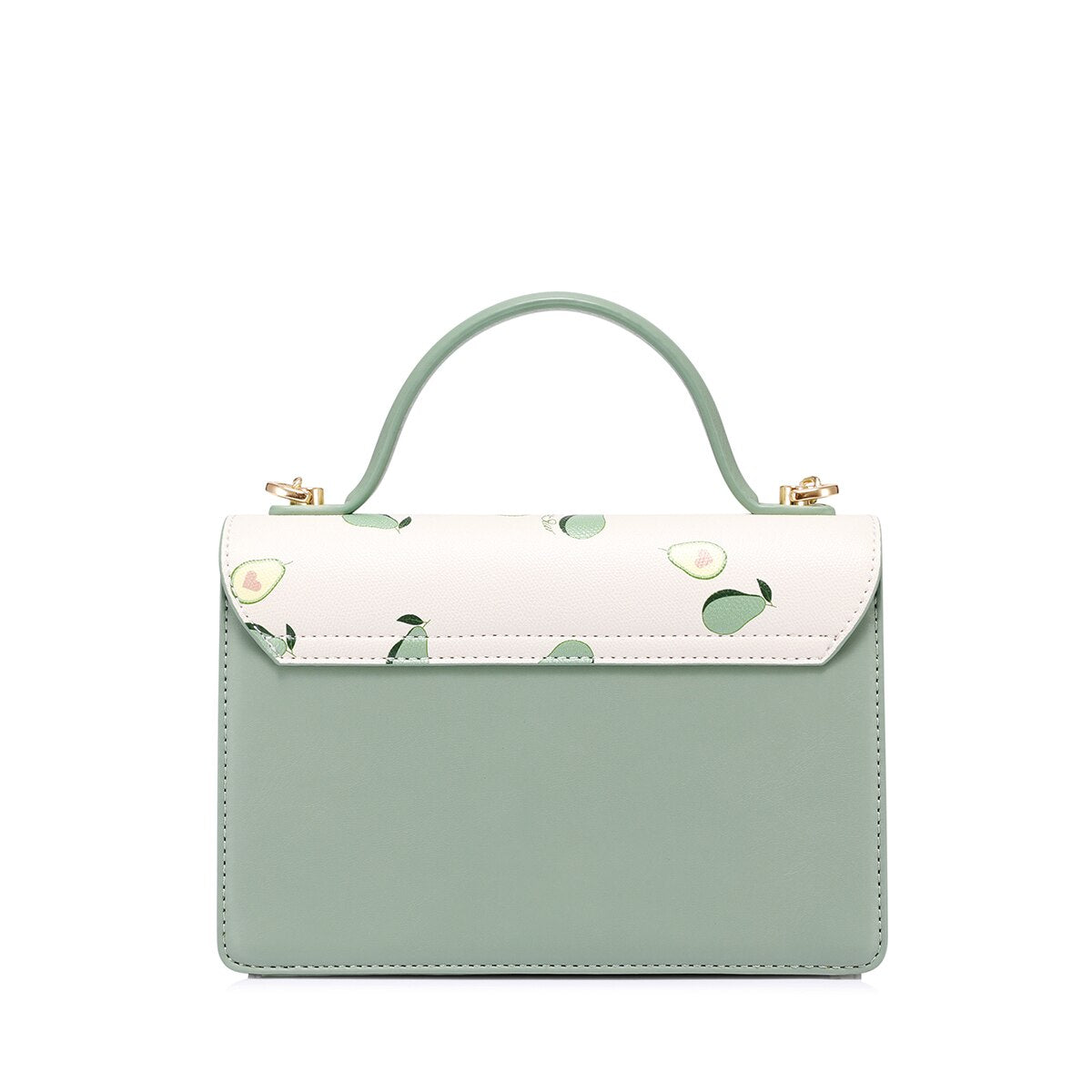 JUST STAR Women's PU Leather Handbags Ladies Fashion Avocado Fruit Printing Shoulder Tote Purse Female Chains Flap Messenger Bag
