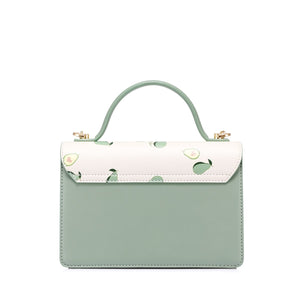 JUST STAR Women's PU Leather Handbags Ladies Fashion Avocado Fruit Printing Shoulder Tote Purse Female Chains Flap Messenger Bag