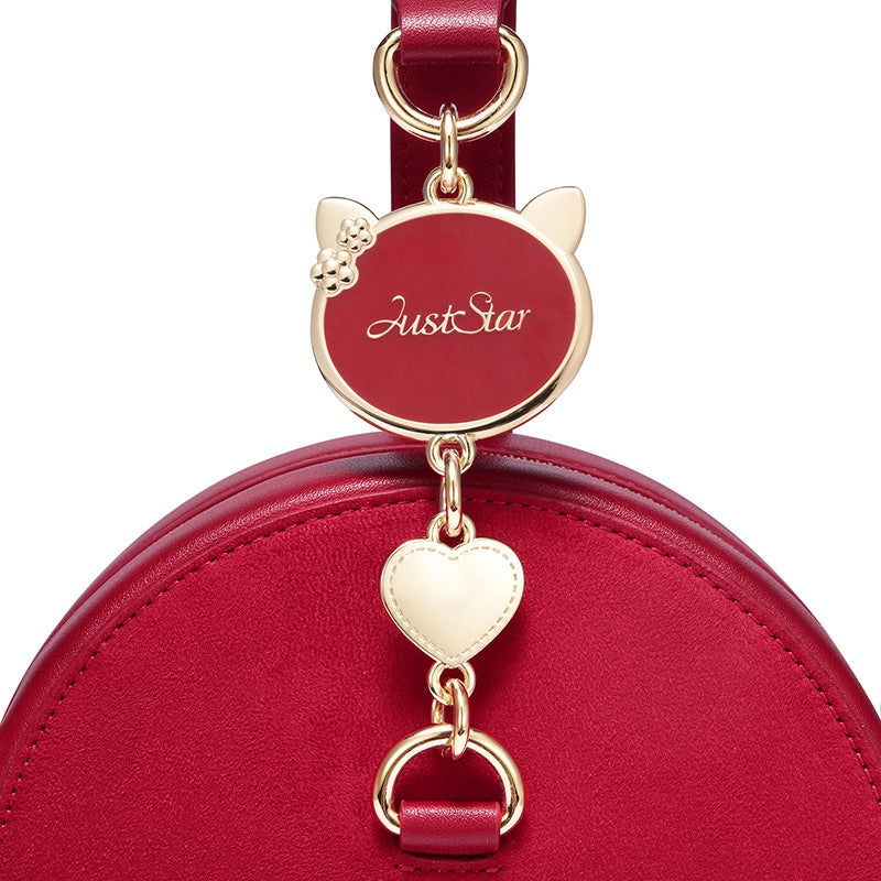 JUST STAR Women's PU Handbags Ladies Fashion Circular Tote Purse Female Mini Chains Suede Crossbody Bags