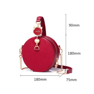 JUST STAR Women's PU Handbags Ladies Fashion Circular Tote Purse Female Mini Chains Suede Crossbody Bags
