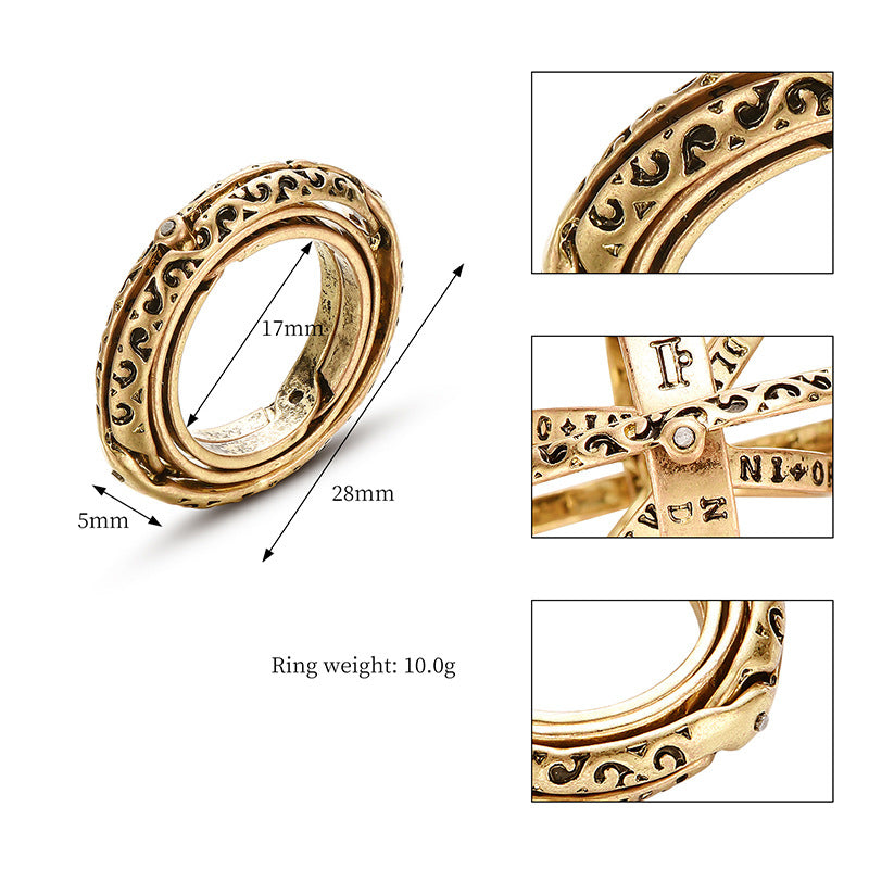 Silver Astronomical Ring for men women metal ball Creative Complex Rotating Cosmic Finger mood ring men fashion jewelry gifts
