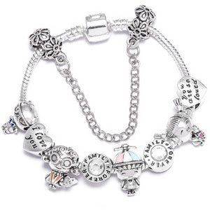 TOGORY New Fashion Grystal&Glass Sunflower Dangles Charm Bracelet Fit Snake Chain DIY Fine Bracelet for Women Jewelry Gift