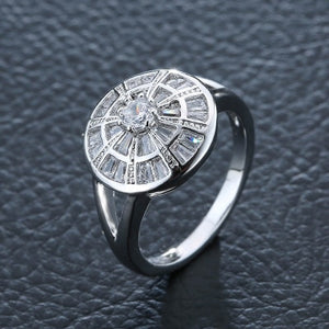 [Beiver] Trendy Micro Pave Cubic Zirconia White Gold Rings for Women | Jewelry Rings Party Decoration.