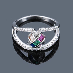 [Beiver] Trendy Micro Pave Cubic Zirconia White Gold Rings for Women | Jewelry Rings Party Decoration.