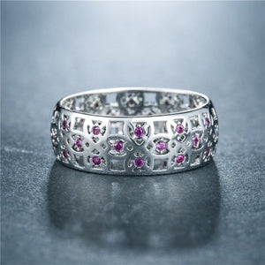 [Beiver] Trendy Micro Pave Cubic Zirconia White Gold Rings for Women | Jewelry Rings Party Decoration.