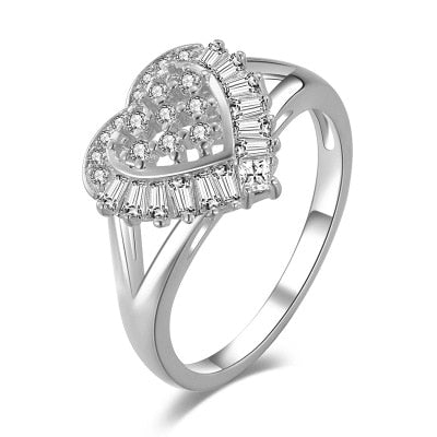 [Beiver] Trendy Micro Pave Cubic Zirconia White Gold Rings for Women | Jewelry Rings Party Decoration.