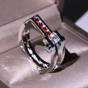 [Beiver] Trendy Micro Pave Cubic Zirconia White Gold Rings for Women | Jewelry Rings Party Decoration.