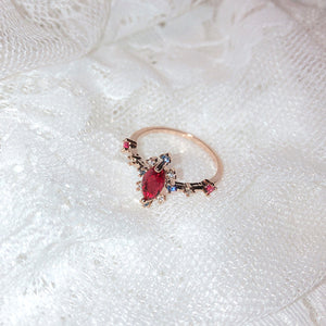 New Korean Sweet Heart Flower Cubic Zircon Adjustable Rings For Women.
