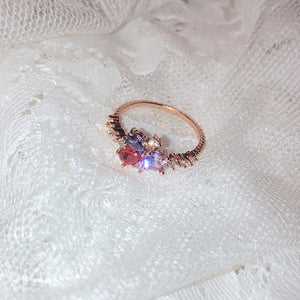 New Korean Sweet Heart Flower Cubic Zircon Adjustable Rings For Women.