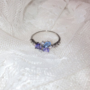 New Korean Sweet Heart Flower Cubic Zircon Adjustable Rings For Women.