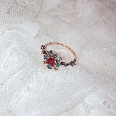 New Korean Sweet Heart Flower Cubic Zircon Adjustable Rings For Women.