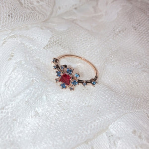 New Korean Sweet Heart Flower Cubic Zircon Adjustable Rings For Women.