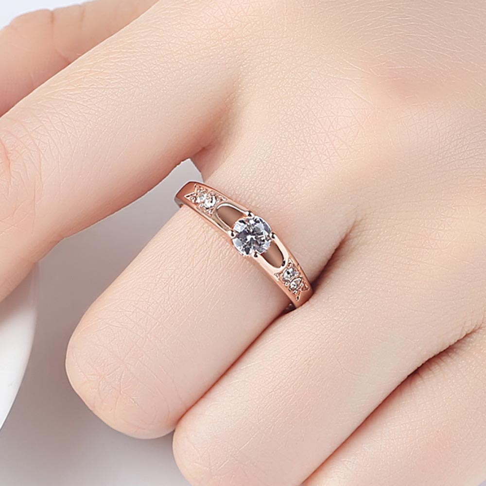 Rose Gold Color Assembly Anel Feminino Bijoux Aneis 0.5 Ct Engagement Ring Zirconia Jewelry Rings