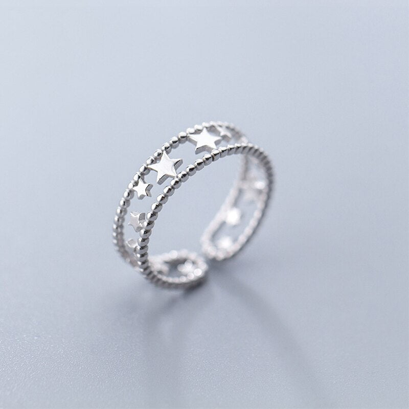 925 Sterling Silver Star Rings for Women Adjustable - Fashion Jewelry.
