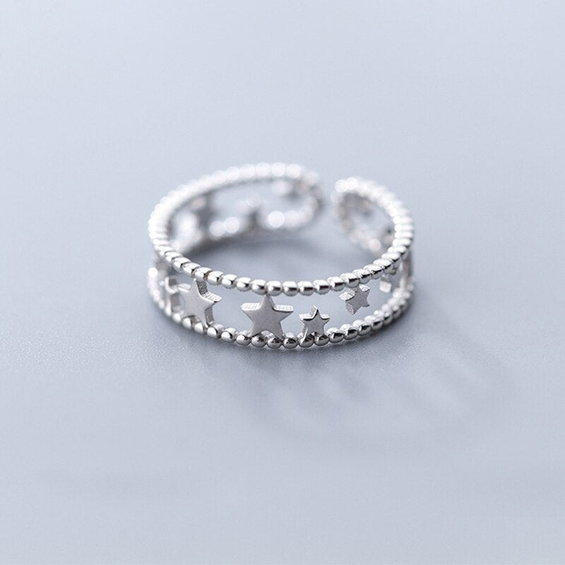 925 Sterling Silver Star Rings for Women Adjustable - Fashion Jewelry.