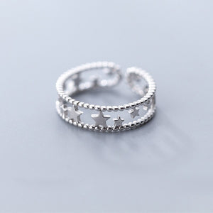 925 Sterling Silver Star Rings for Women Adjustable - Fashion Jewelry.