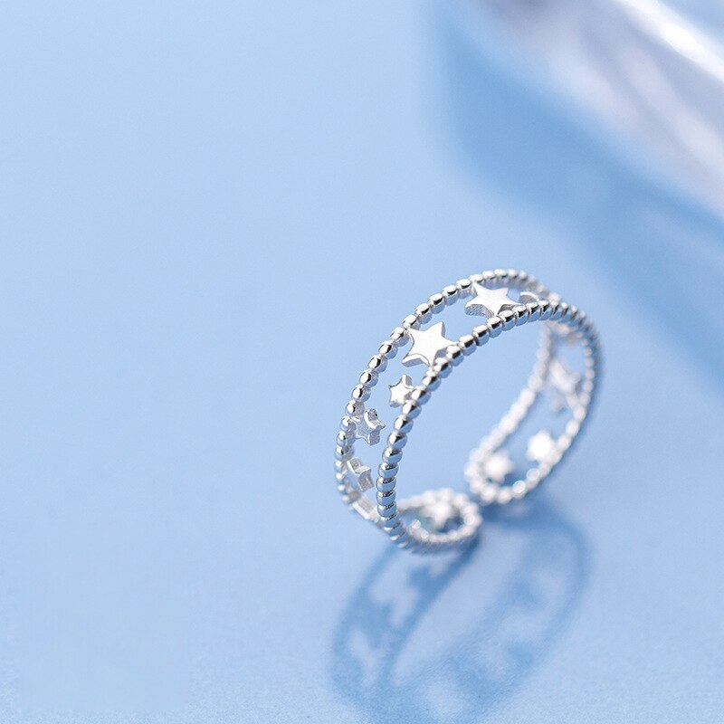 925 Sterling Silver Star Rings for Women Adjustable - Fashion Jewelry.