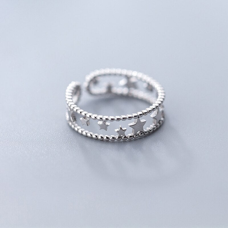 925 Sterling Silver Star Rings for Women Adjustable - Fashion Jewelry.