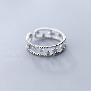 925 Sterling Silver Star Rings for Women Adjustable - Fashion Jewelry.
