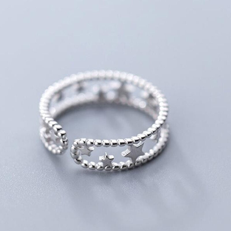 925 Sterling Silver Star Rings for Women Adjustable - Fashion Jewelry.