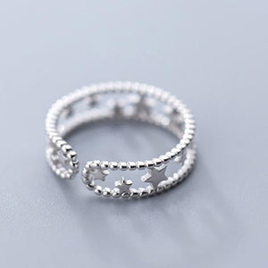 925 Sterling Silver Star Rings for Women Adjustable - Fashion Jewelry.