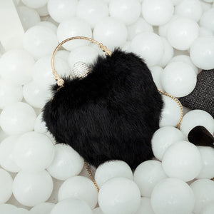 [LYKANEFU] Rabbit Hair Party Bag Small Clutch - Bag Ladies Purses Chain Shoulder.