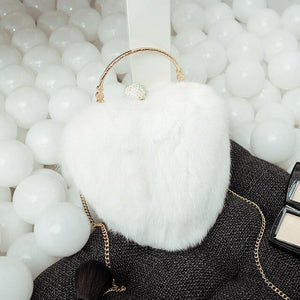 [LYKANEFU] Rabbit Hair Party Bag Small Clutch - Bag Ladies Purses Chain Shoulder.