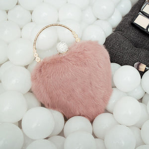 [LYKANEFU] Rabbit Hair Party Bag Small Clutch - Bag Ladies Purses Chain Shoulder.